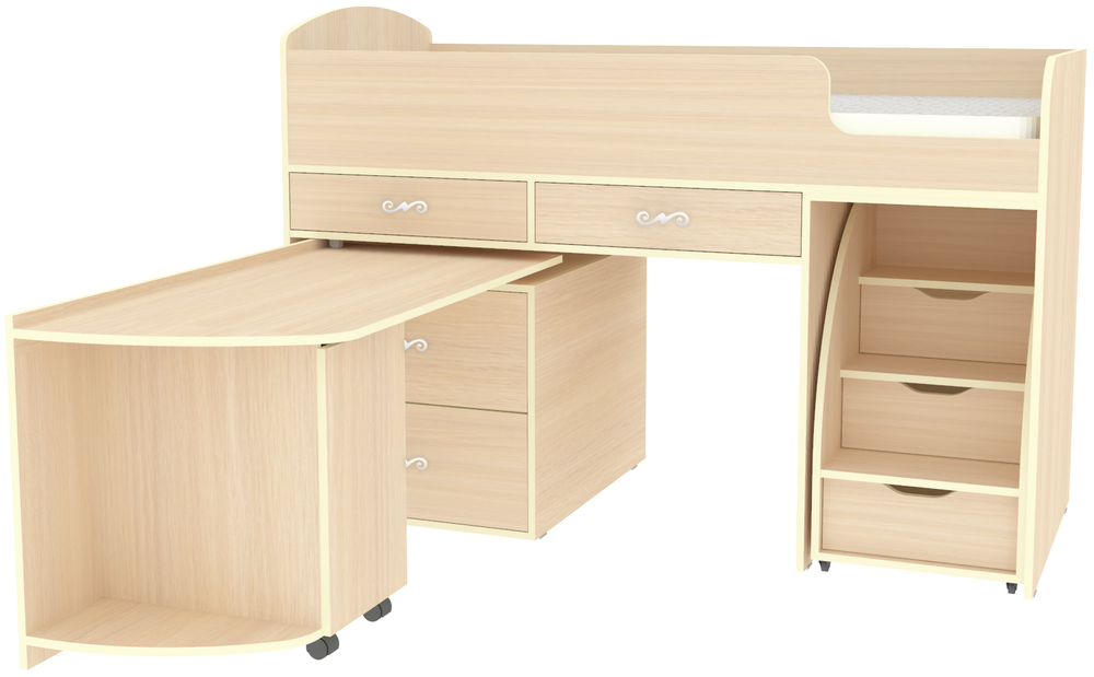 Кровать-чердак КарИВи Малыш 6  Дуб Молочный  Дуб Молочный