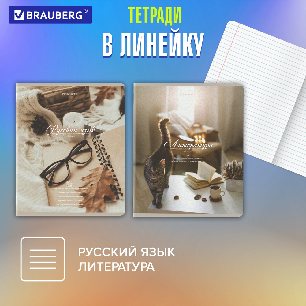 Тетради предметные комплект 12 ПРЕДМЕТОВ 48 л. SoftTouch BRAUBERG "ESTHETICS" (2 штуки в упаковке)