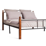 Кровать AT-915 дерево гевея/металл, 160х200см, красный дуб/черный