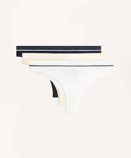 OYSHO Набор из трех трусиков-бразильяно из хлопковой смеси в рубчик, желтый