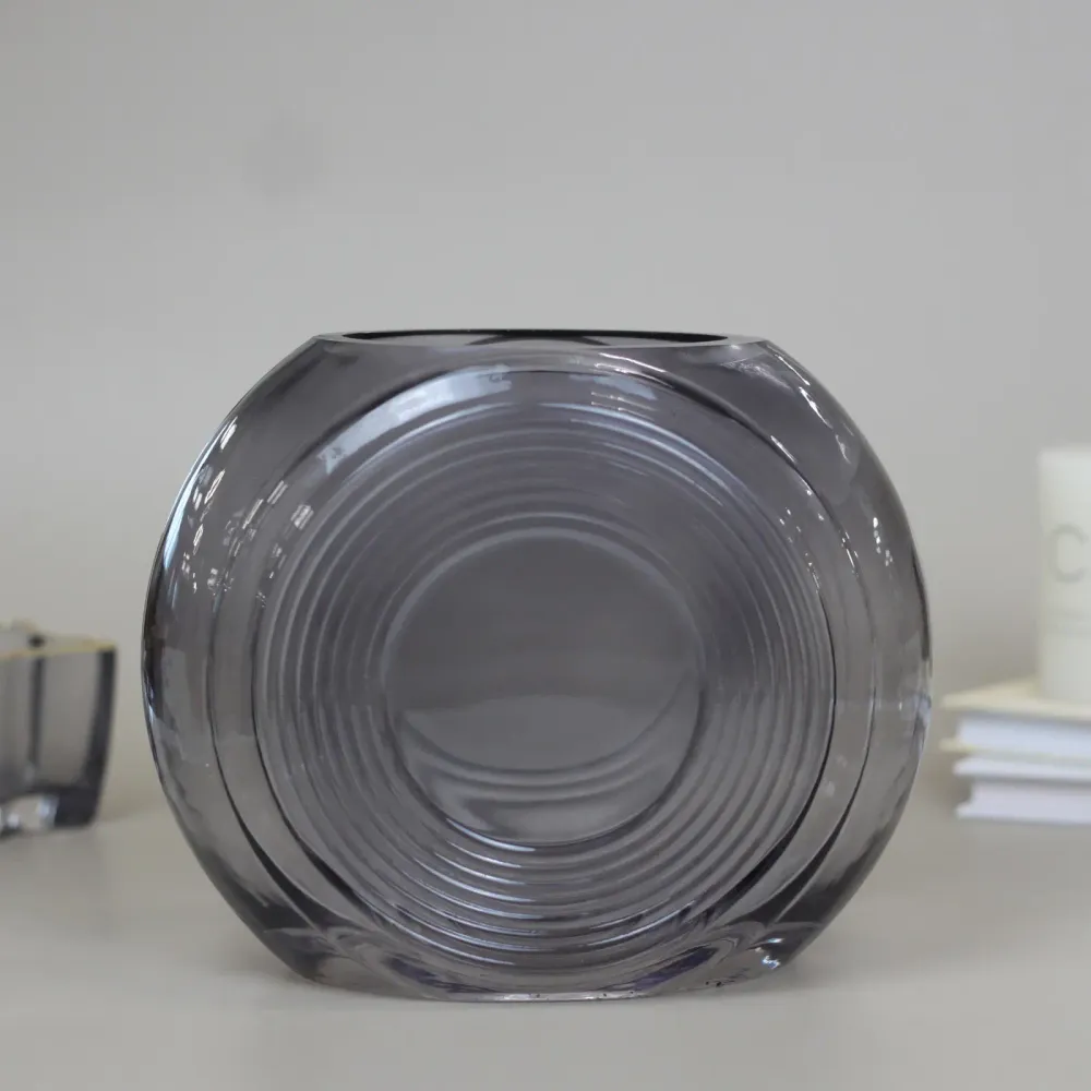 Ваза стеклянная «Мальвина» 18*16см серый