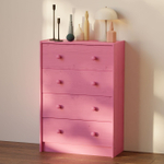 Розовый деревянный комод Раст с 4 ящиками для хранения вещей и игрушек с органайзерами, из массива сосны