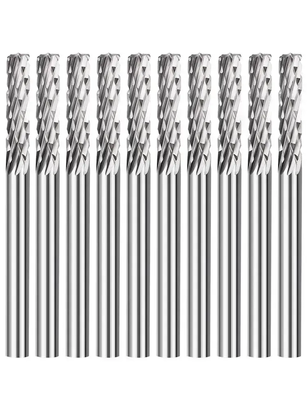 Набор борфрез твердосплавных хвостовик 3мм, форма А, двойная заточка, 38х3мм, 10шт.