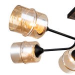 Потолочный светильник 6x60Вт E27,  металл/стекло/дерево, черный/прозрачный плафон