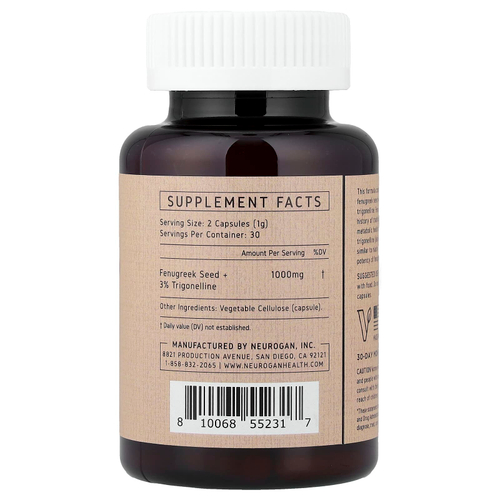 Neurogan Health, семена пажитника и 3% тригонеллина, 60 капсул (500 мг в 1 капсуле)