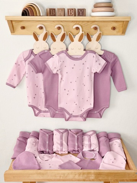 Комплект одежды из 20 предметов Dusty Rose/Сердечки pink