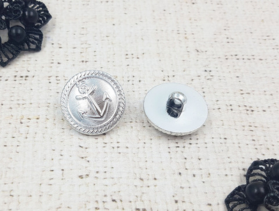 Пуговицы костюмные, под металл, "Якорь", d 2,5 см, серебро