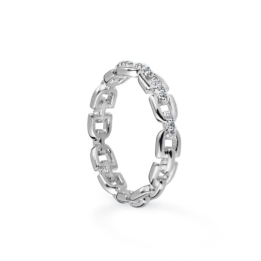 Латунное кольцо "Цепь с фианитами" silver