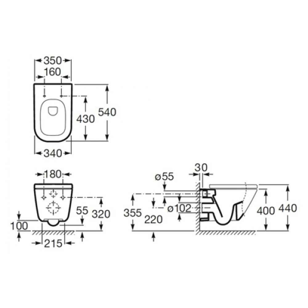 Унитаз подвесной Roca  Gap 346477000 схема