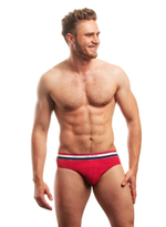 Мужские трусы-слипы с резинкой в полосочку (Размер: L) (Цвет: белый)