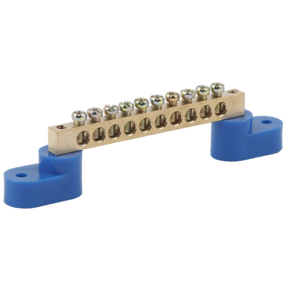 Шина ЭРА NO-222-57 N ноль на двух угловых изоляторах ШНИ-6х9-10-У2-синий | Шины N, PE, PEN