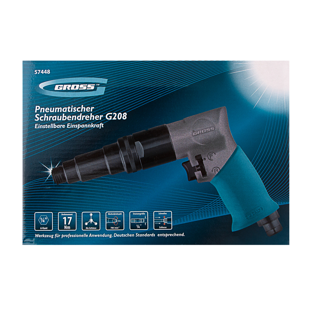 Шуруповерт пневматический G208, 1/4", 17Нм, 700 об/мин// Gross