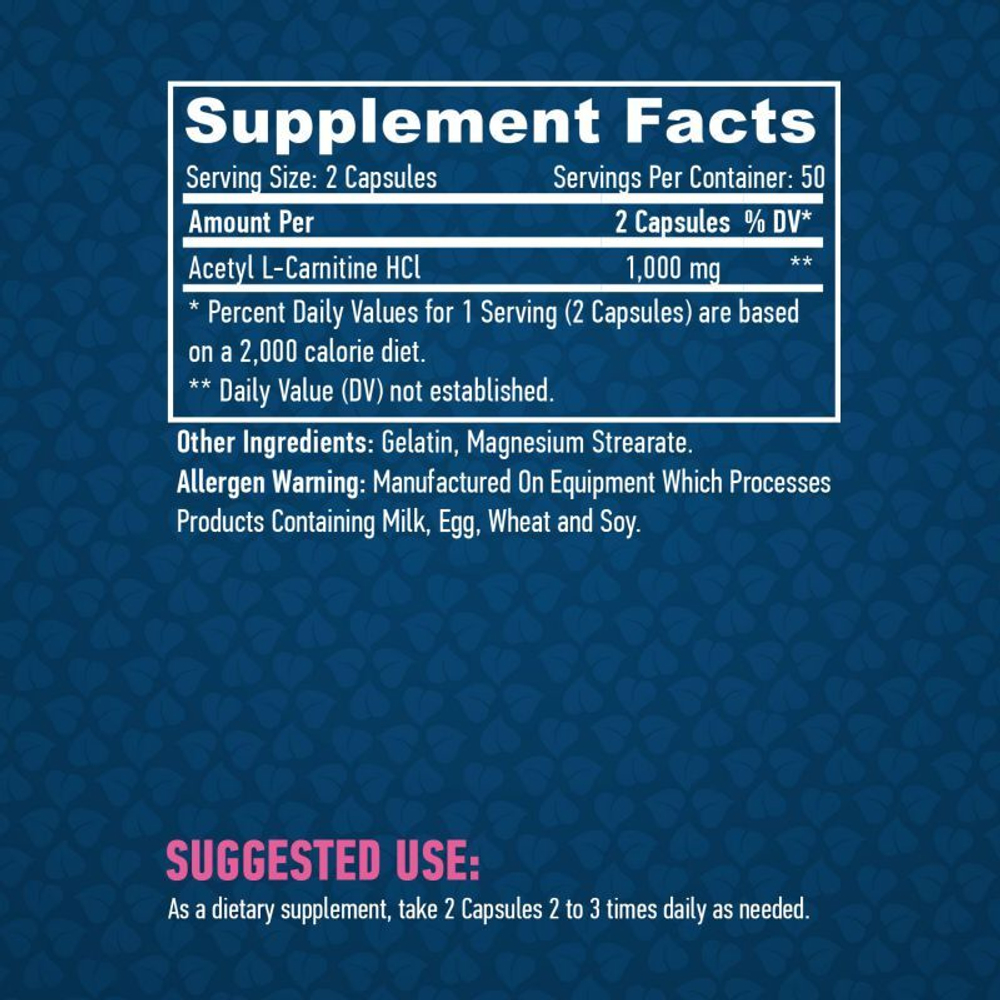 HaYa Labs "Ацетил L-карнитин" (Acetyl L-Carnitine) 1000 mg 100 caps