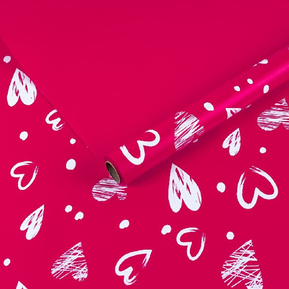 Пленка матовая "Сердечное желание" Розовый щербет 57см*10м