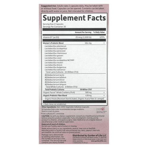 Garden of Life, Dr. Formulated Probiotics, Urinary Tract+, 60 вегетарианских капсул