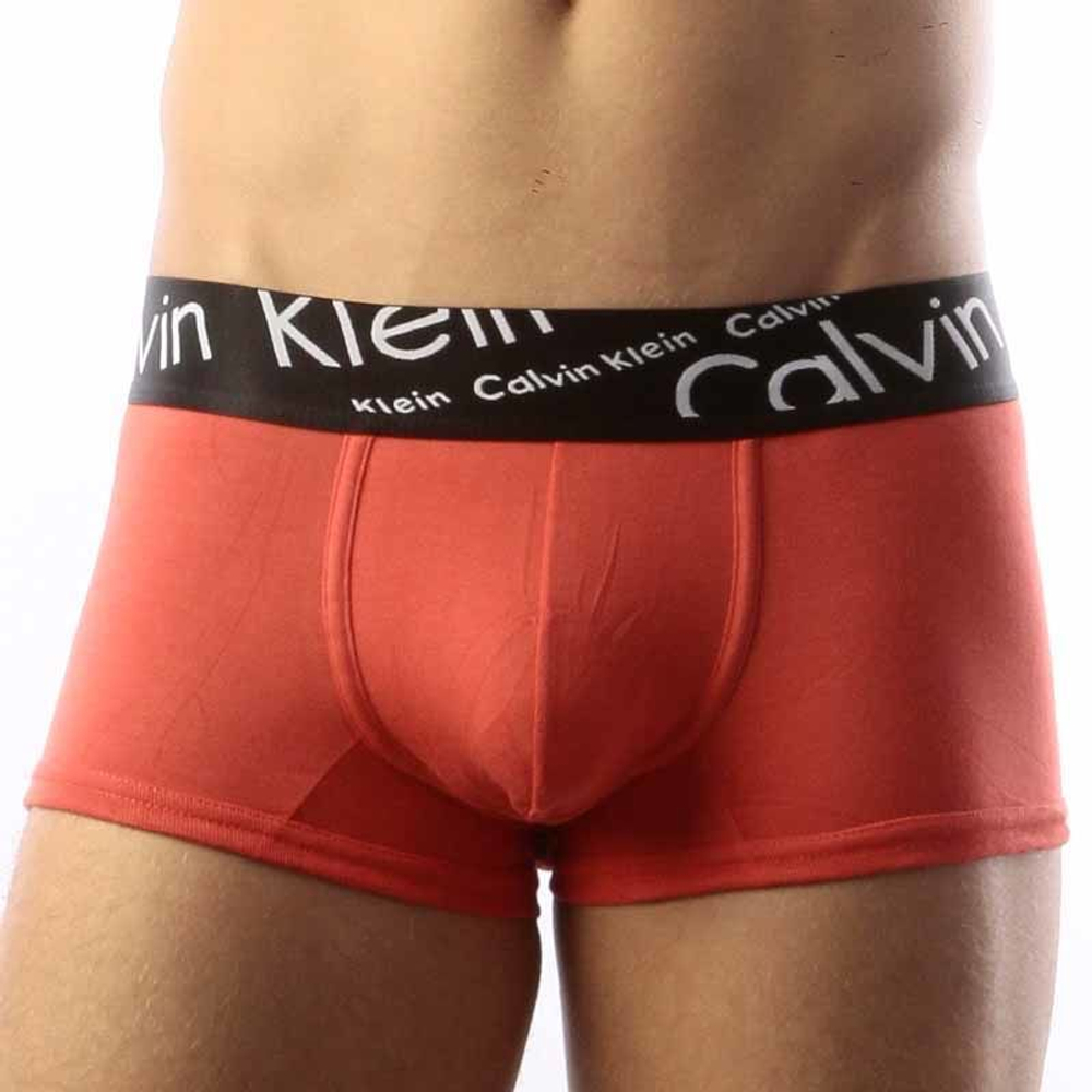 Мужские трусы боксеры красные с черной косой резинкой Calvin Klein Black Waistband Italics Boxer Red