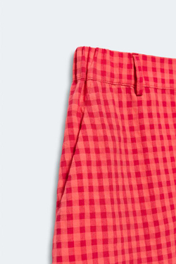 ZARA БРЮКИ CARROT FIT В КЛЕТКУ — LIMITED EDITION, КРАСНЫЙ/КОРАЛЛОВЫЙ