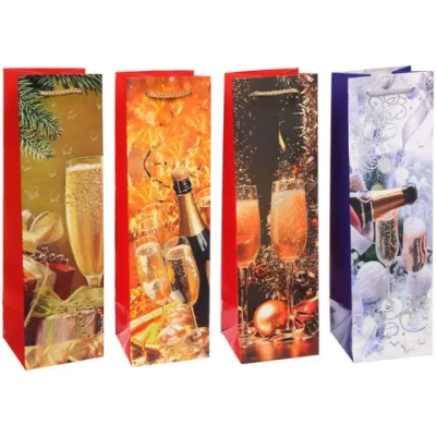 Пакет под бутылку «Изысканный напиток» 11*38*11 см, микс