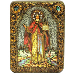 Инкрустированная икона Святой благоверный князь Даниил Московский 20х15см на натуральном дереве, в подарочной коробке