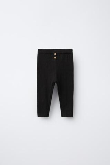 ZARA ЛЕГИНСЫ В РУБЧИК С ПУГОВИЦАМИ, ЧЕРНЫЙ