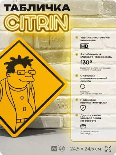 Табличка декоративная "Гермес Конрад" из мультсериала Футурама, Futurama на дверь и стену, прикольная штука в подарок фанату, декоративный знак, 24,5х24,5 см, Айдентика Технолоджи