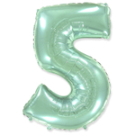 Шар фольгированный Цифра 5 101 см (Мятный)