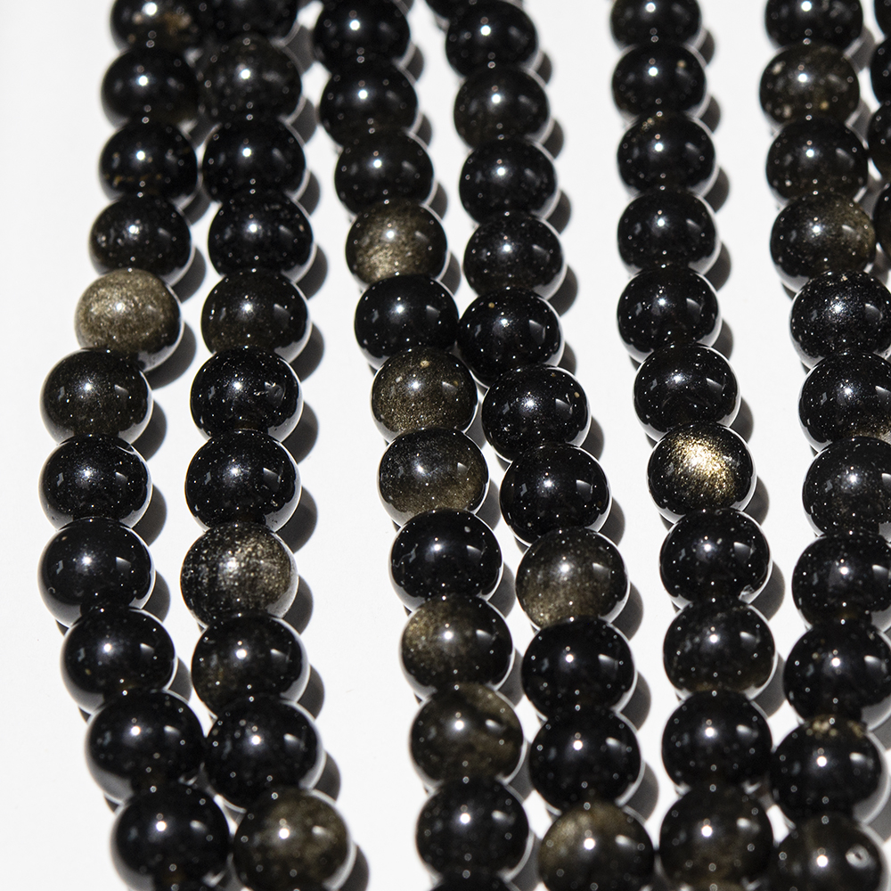 Золотой обсидиан (вулканическое стекло) натуральный, 8,8мм, шар