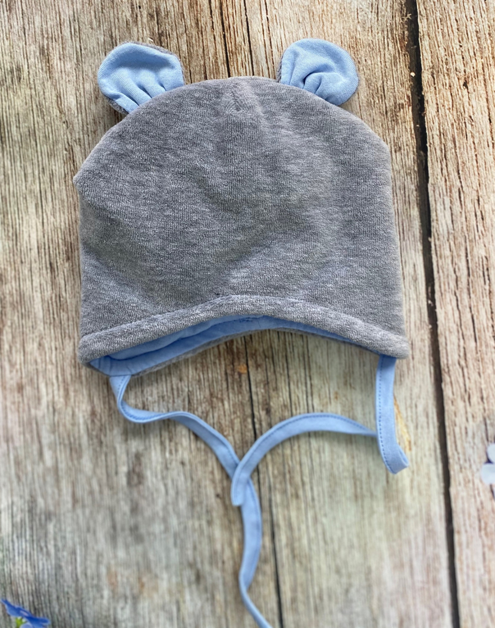 Комплект на выписку 6 предметов велюр "Мишка" (Цвет: Серо-розовый)