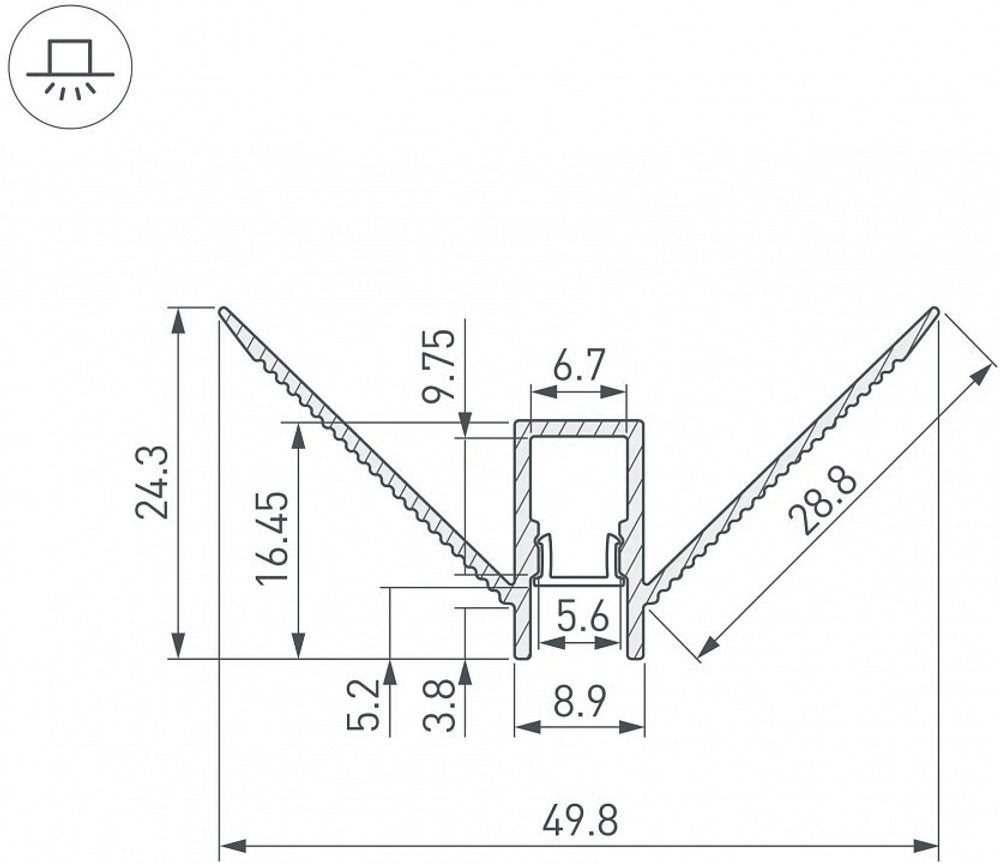 Профиль встраиваемый угловой внешний Arlight ARH-DECORE 043162