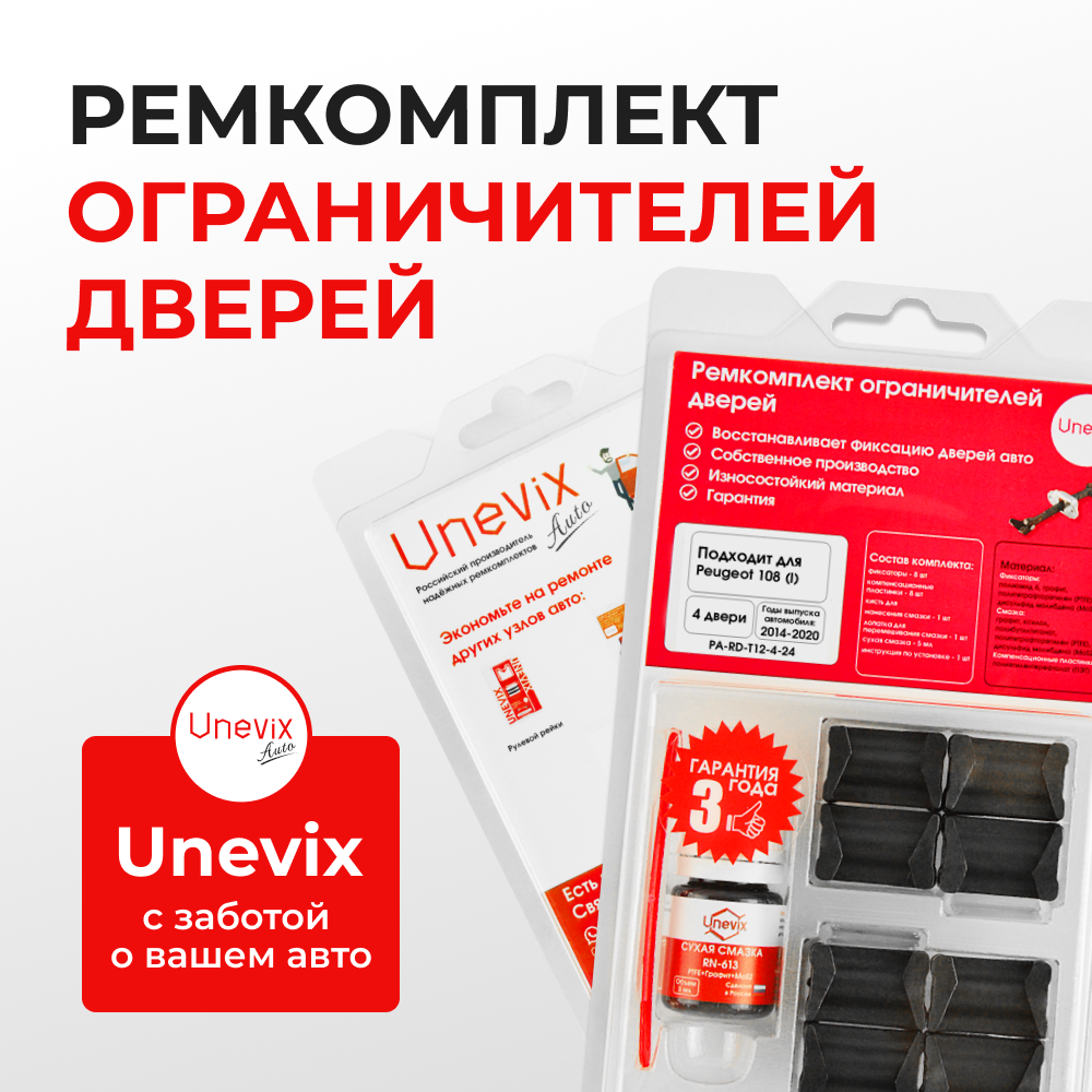 Ремкомплект ограничителей дверей Peugeot 108 (I) (4 двери, тип 12) 2014-2020