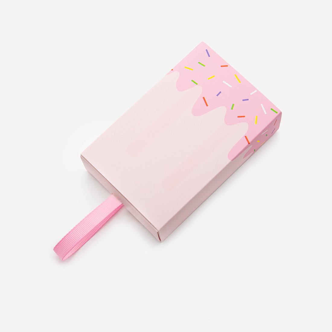 Складная подарочная коробка "Мороженое", 100*65мм, розовая