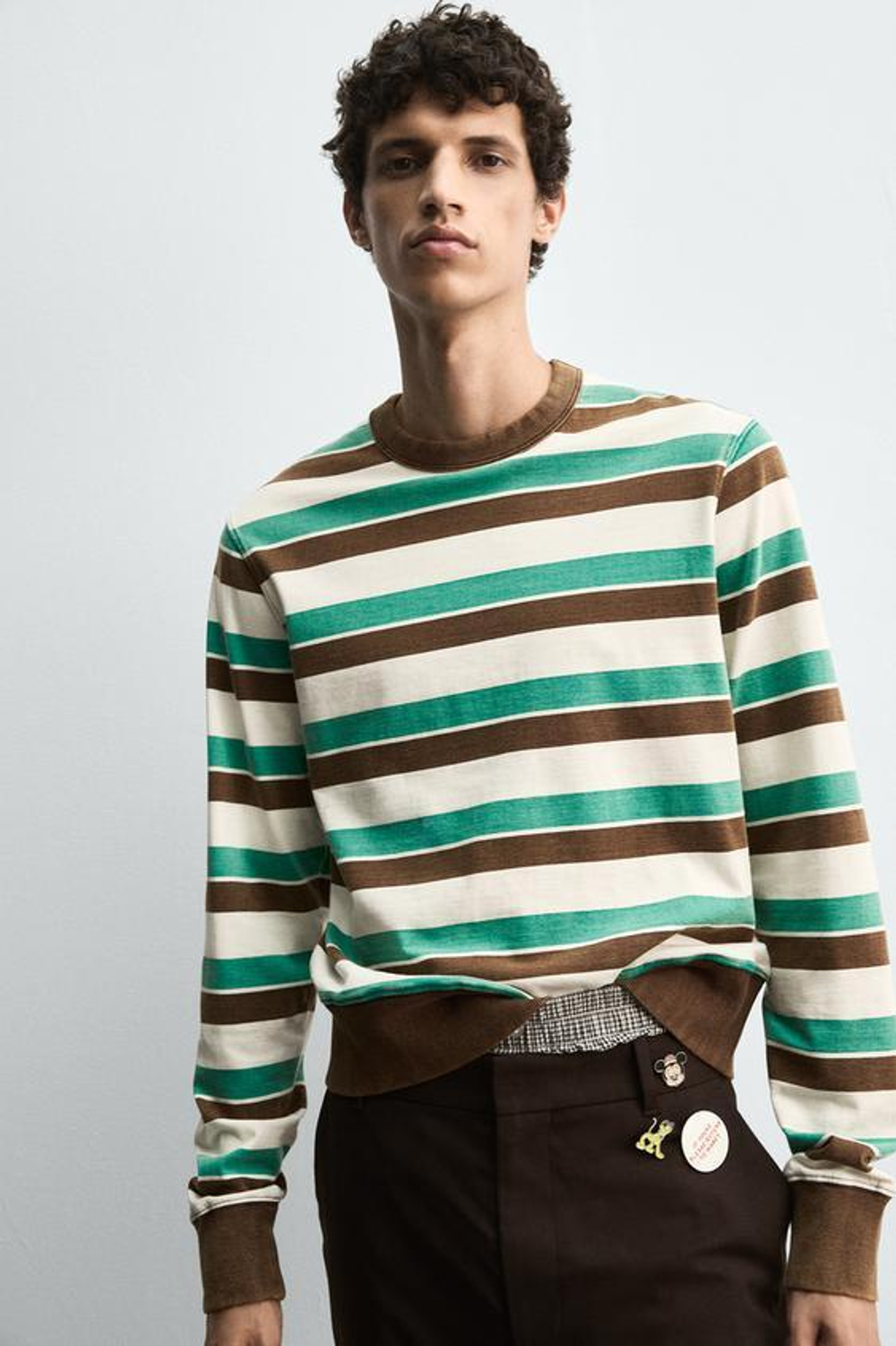 ZARA HARRY LAMBERT X DISNEY ФУТБОЛКА В ПОЛОСКУ, КОРИЧНЕВЫЙ/ЗЕЛЕНЫЙ