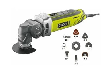Многофункциональный инструмент Ryobi RMT300-TA, угол колебания 3.2°, 32 насадки