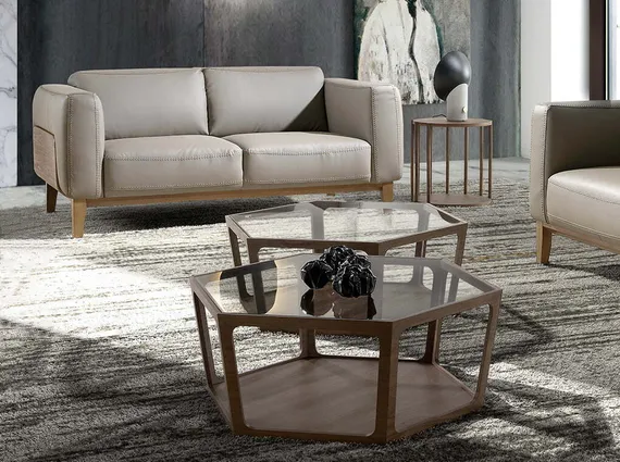 Двухместный диван Angel Cerda 5353-2P, серо-бежевая кожа