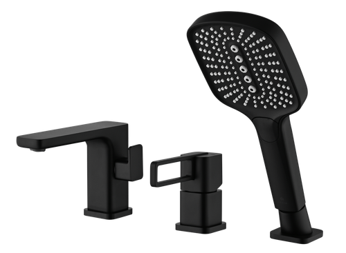 12133-C Смеситель на борт ванны (3-отв,ЧЕРНЫЙ)  GANZER (10/1шт)