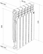 Радиатор алюм. ROYAL THERMO Revolution 500 (4 секц.)