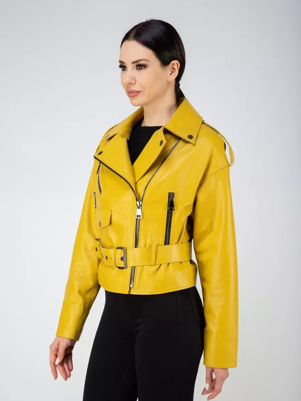 Кожаная куртка демисезонная косуха оверсайз