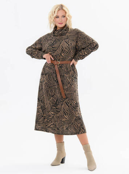 Платье-свитер, джерси-ангора, каштаново-чёрный