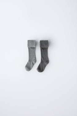 ZARA НАБОР ИЗ ДВУХ ОДНОТОННЫХ КОЛГОТОК, СЕРЫЙ МЕЛАНЖ