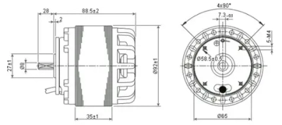 Однофазный внешнероторный электродвигатель YWF4E-92/35B-K (R) 1300 об/мин, 95Вт