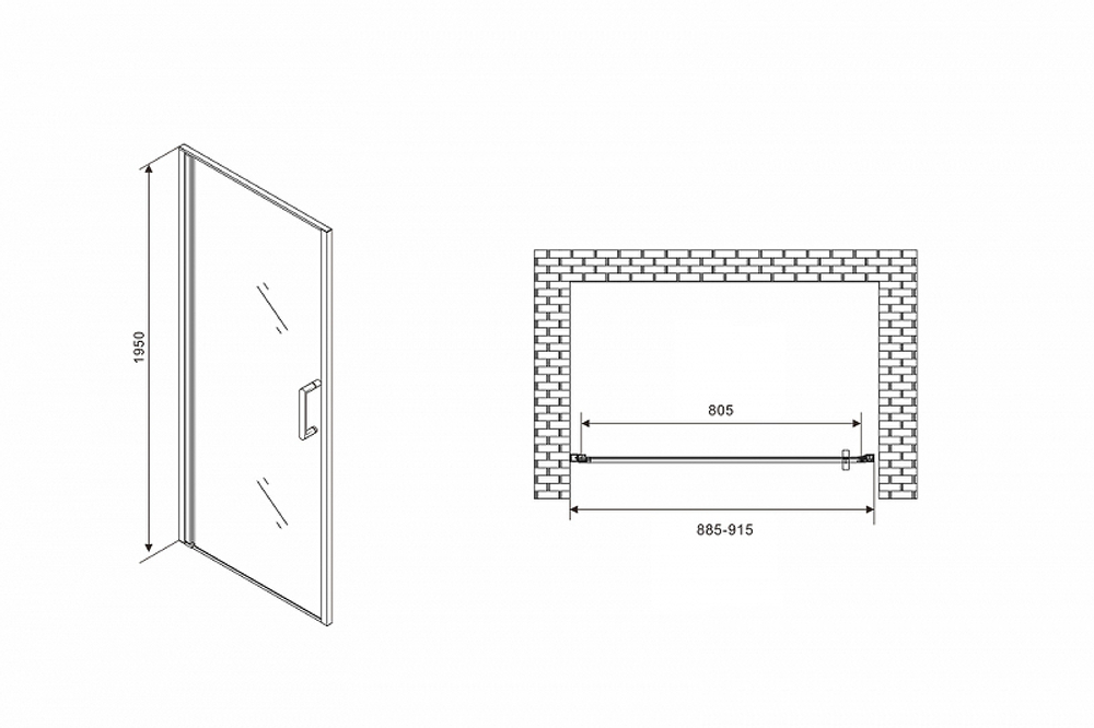 Душевая дверь Abber Sonnenstrand 90 AG04090 профиль Хром стекло прозрачное