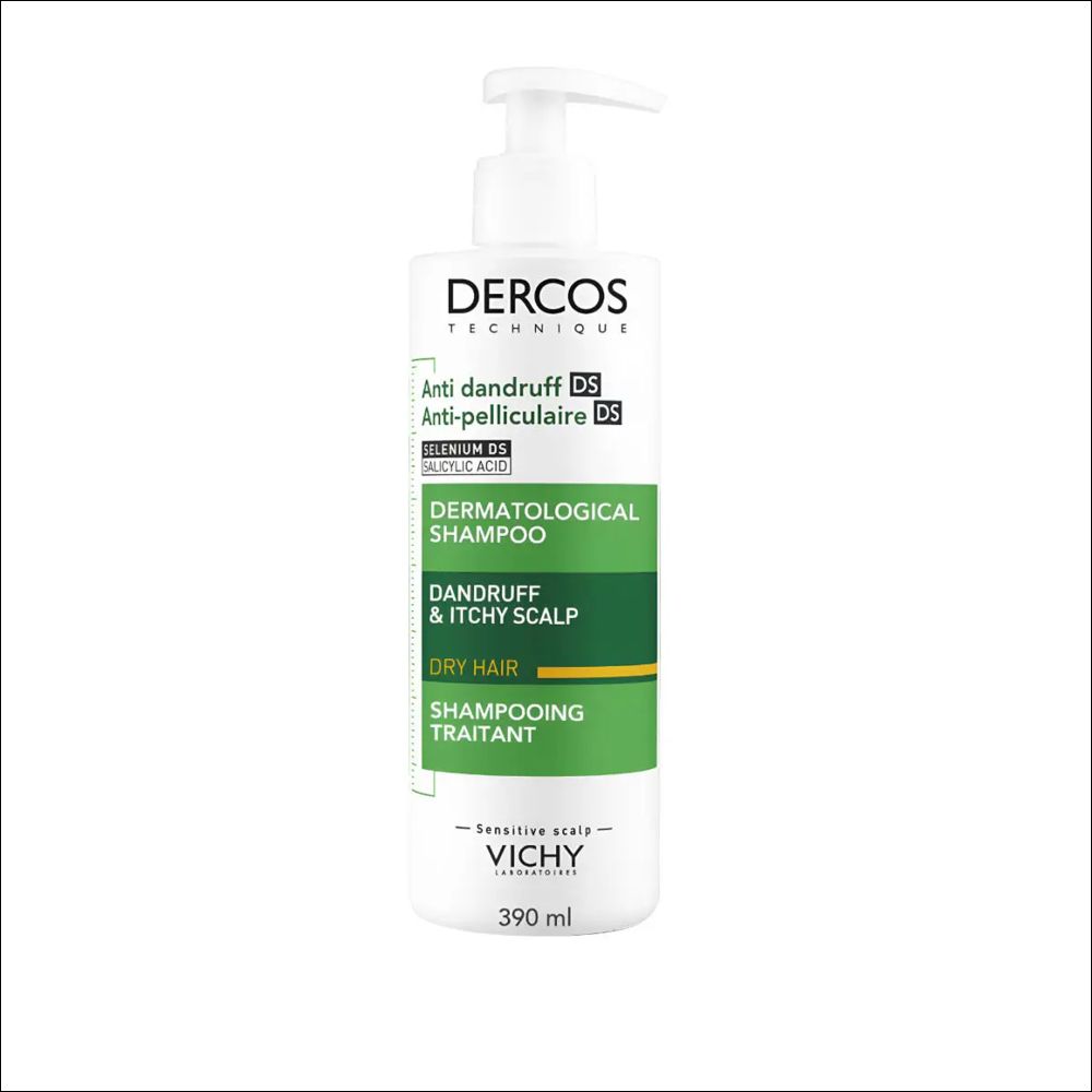 Vichy Dercos Anti-Dandruff Интенсивный шампунь-уход против перхоти для сухих волос, 390 мл