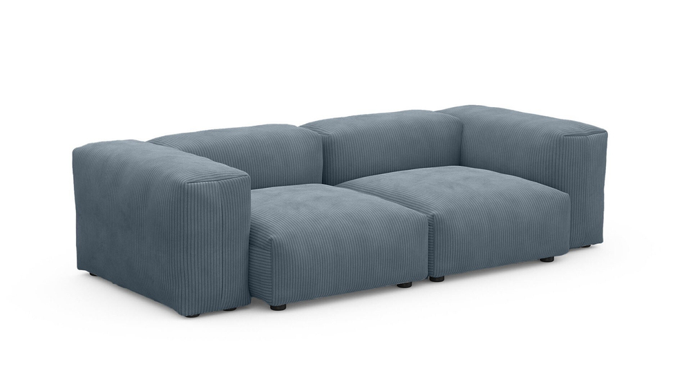 Диван Фиджи двухсекционный (малый) Cilium Indigo 231*116*62 см, Синий Вельвет Нераскладной Фиеста