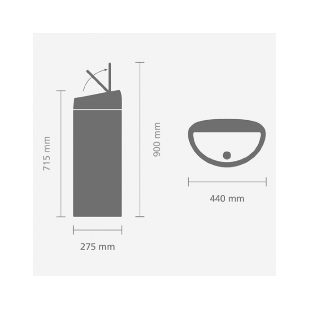 Ведро для мусора Brabantia Touch Bin матовое черное 40л схема