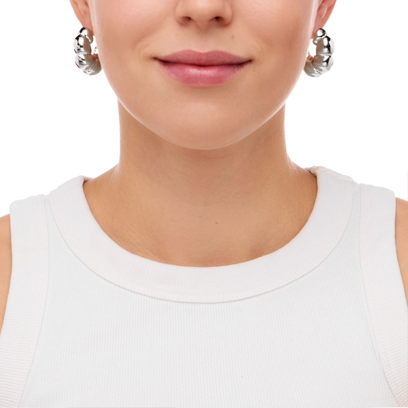 Серьги Дутый Изгиб – Серебро