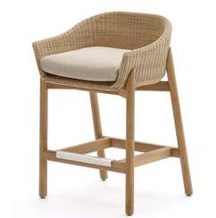 Полубарный стул Galea из тикового дерева и синтетического ротанга, 65 см