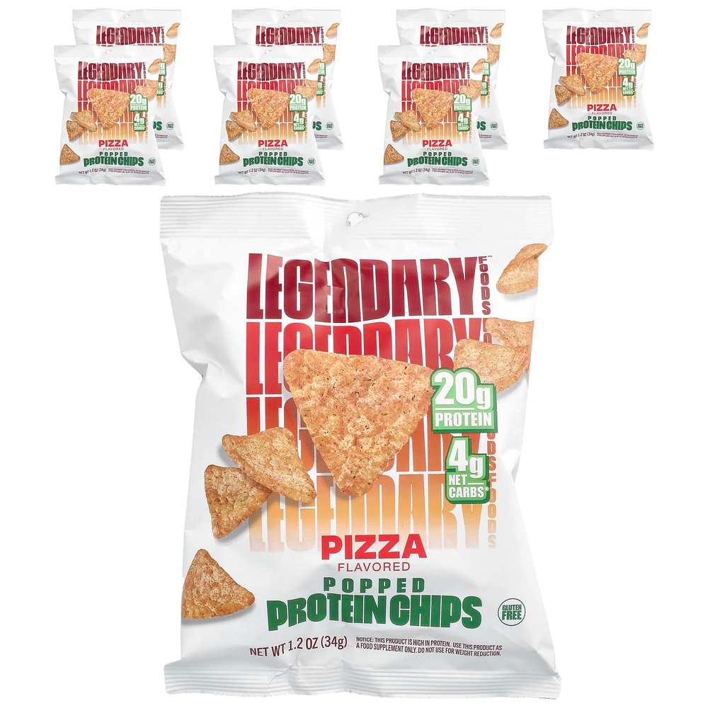 Legendary Foods, Popped Protein Chips, пицца, 7 пакетиков по 34 г (1,2 унции)