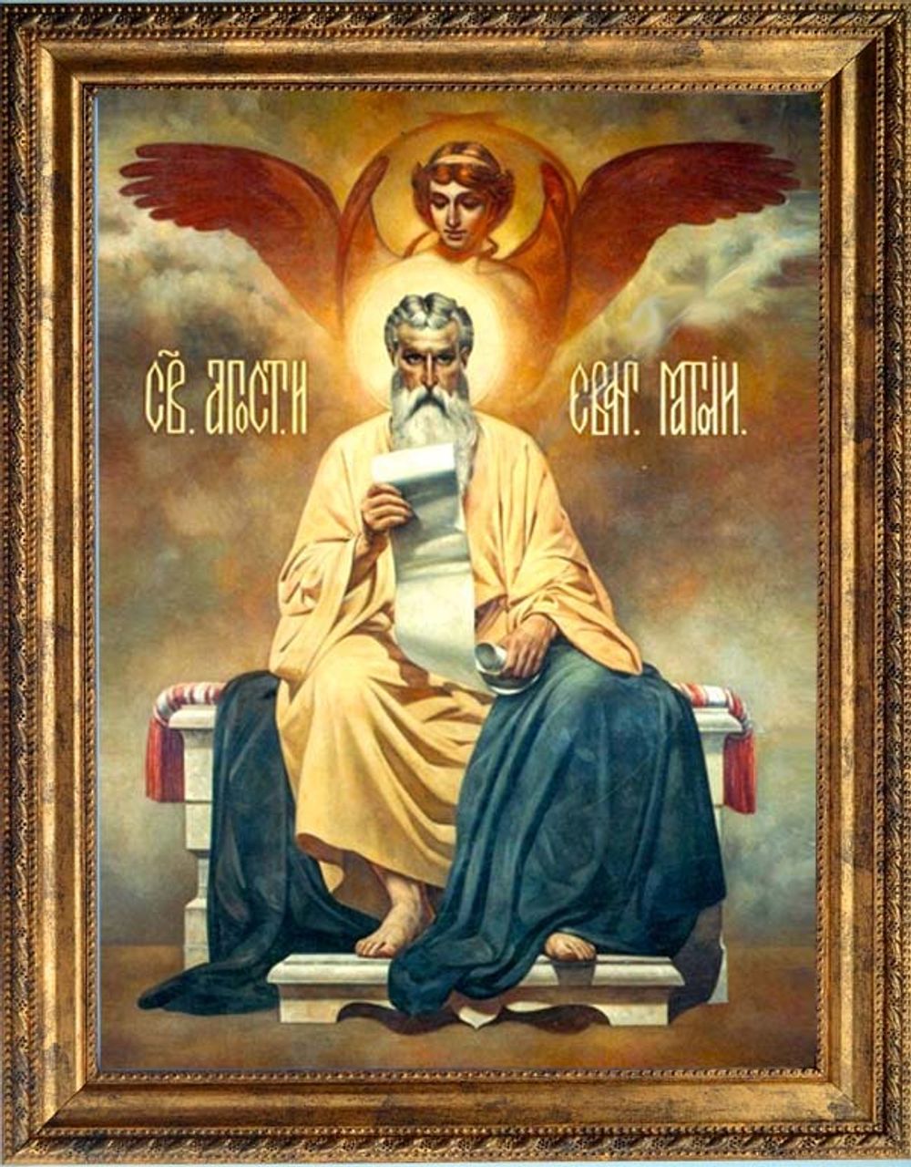 Матфей Святой апостол и евангелист. Икона на холсте 30х40 см в раме 35х45 см