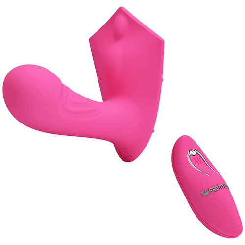 Розовый вибромассажёр 9,7см с пультом ДУ Pretty Love Walker BI-014583W-1