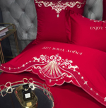 Постельное белье Сатин Гладкокрашеный Вышивка Делюкс на резинке DHCR002